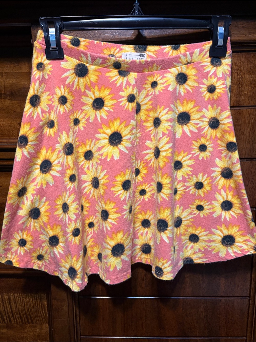 La Hearts Coral Sunflower Circle Skirt